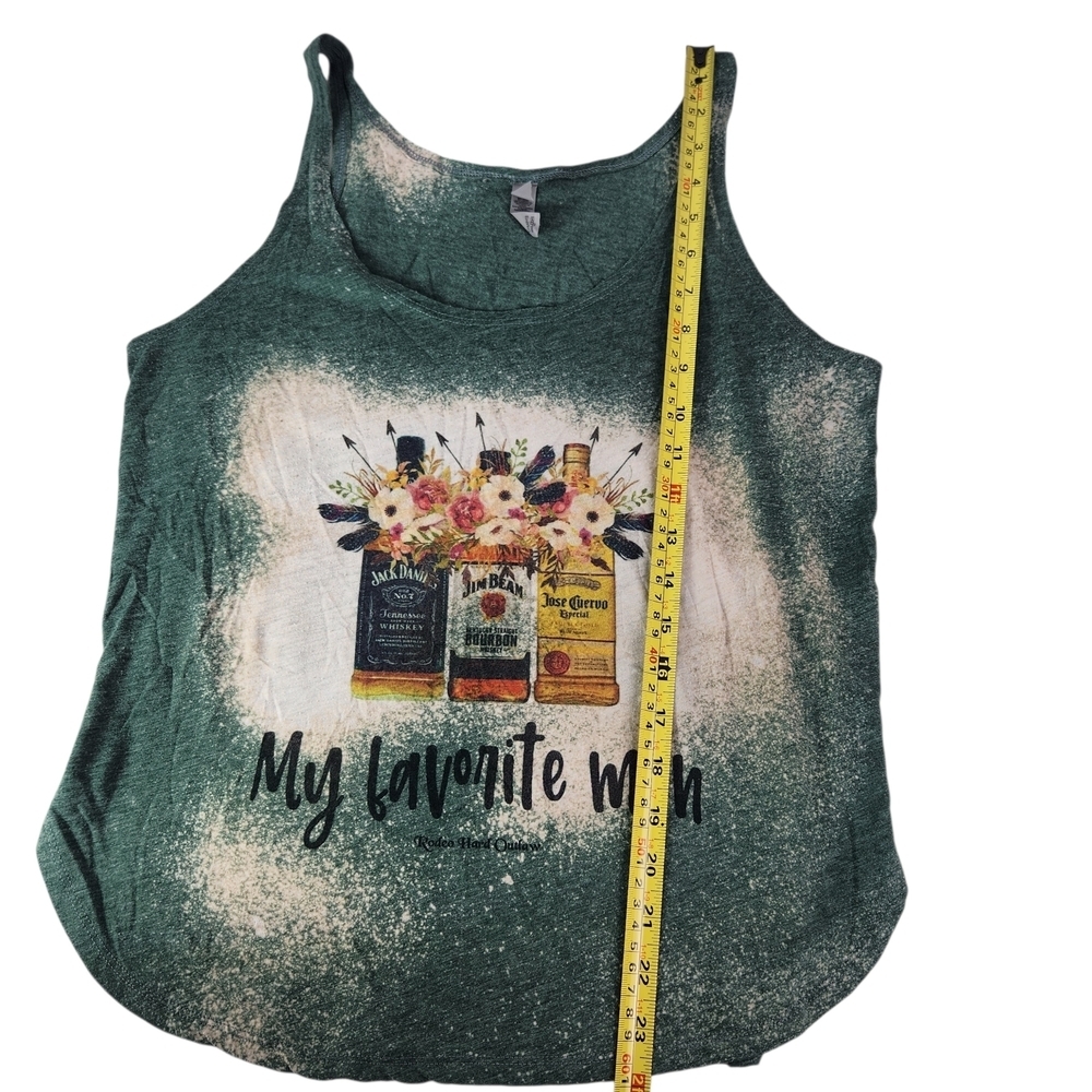 Jack Daniels Jim Beam Jose Cuervo Tank Top Women "My Favorite Men" Medium Green - Picture 13 of 14